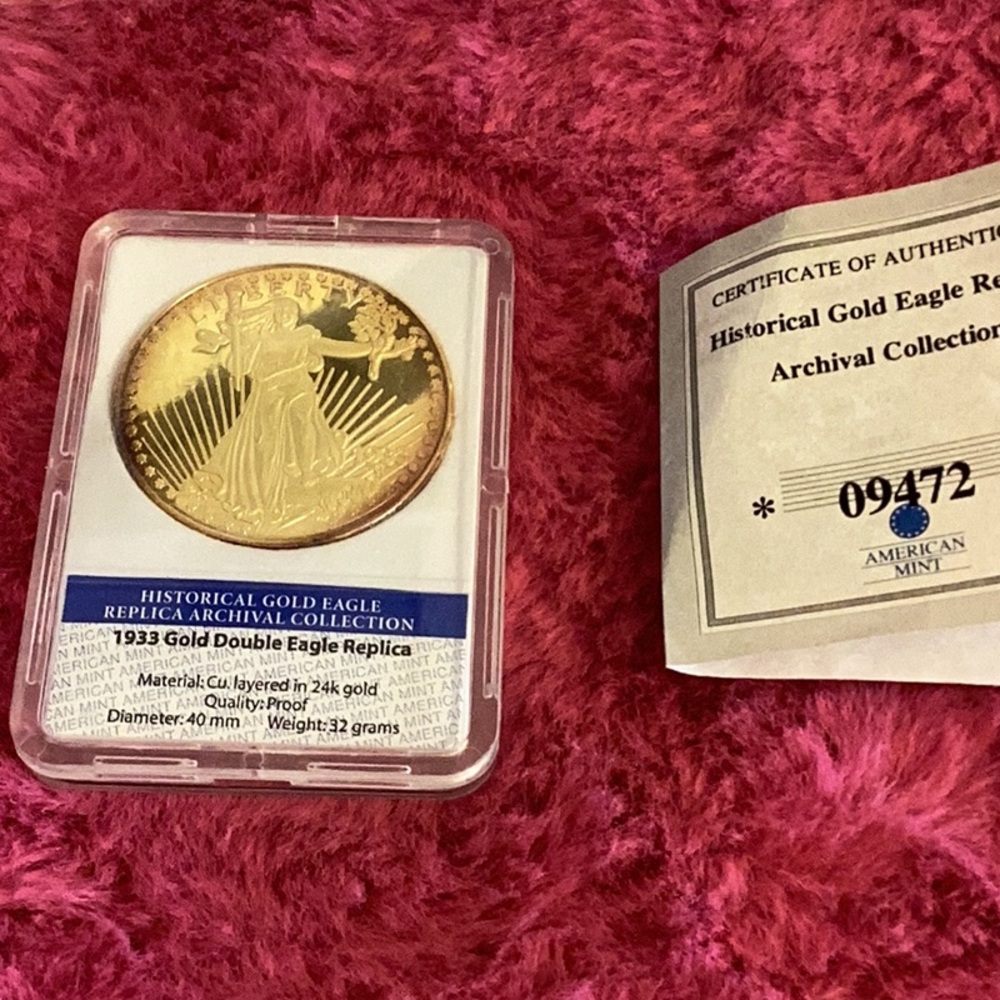 American mint historical gold eagle replica archival collection 1933 do